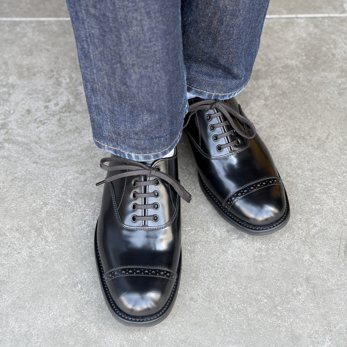 Sanders Military Punched Cap Oxford サイズ7 サンダース MILITARY PUNCHED CAP OXFORD BLACK パンチドキャップ