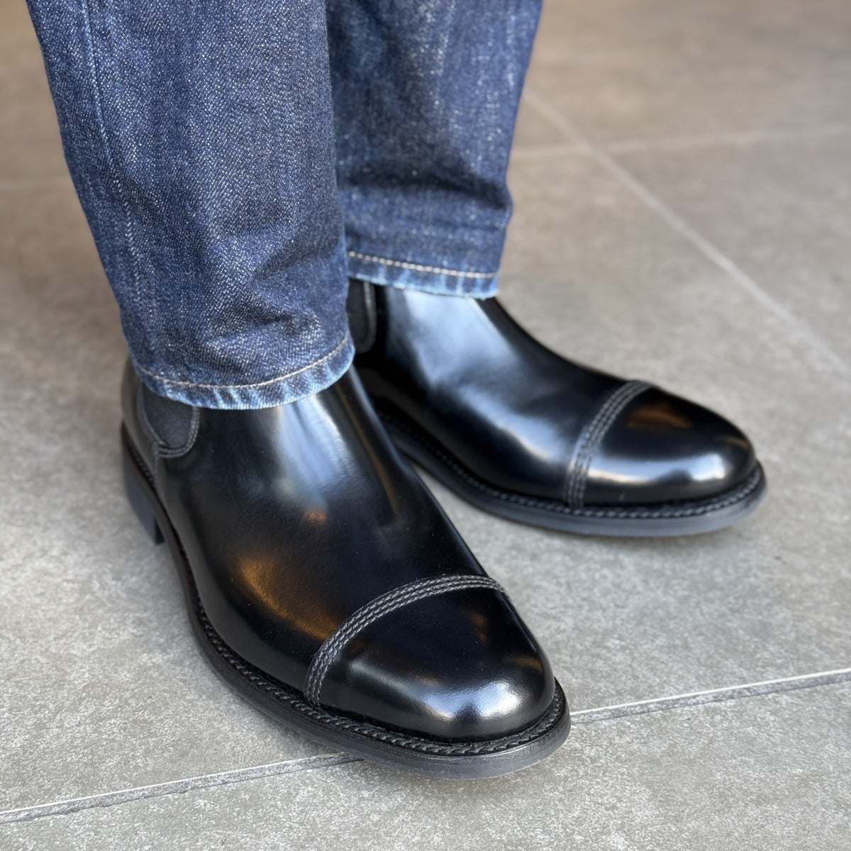 サンダース MILITARY CAP TOE CHELSEA BOOT BLACK サイドゴアブーツ
