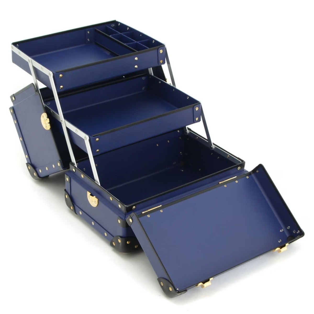 タイムボイジャー シューケアボックス 青 大容量 タイムボイジャー シューケア用品収納ボックス NAVY メンテナンス